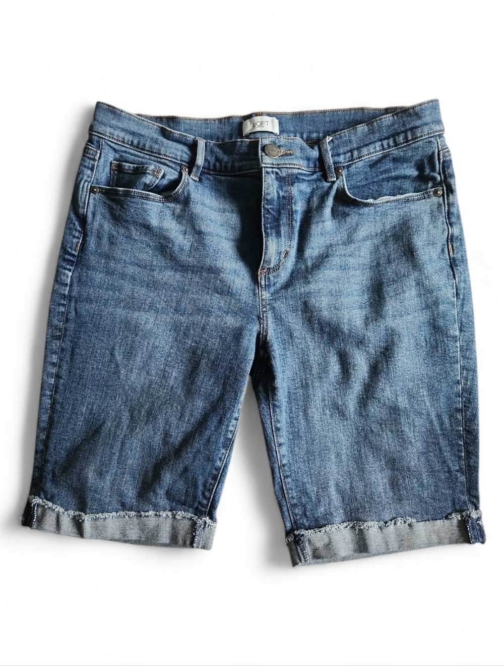 LOFT Outlet Cuffed Denim Bermuda Shorts Size 30